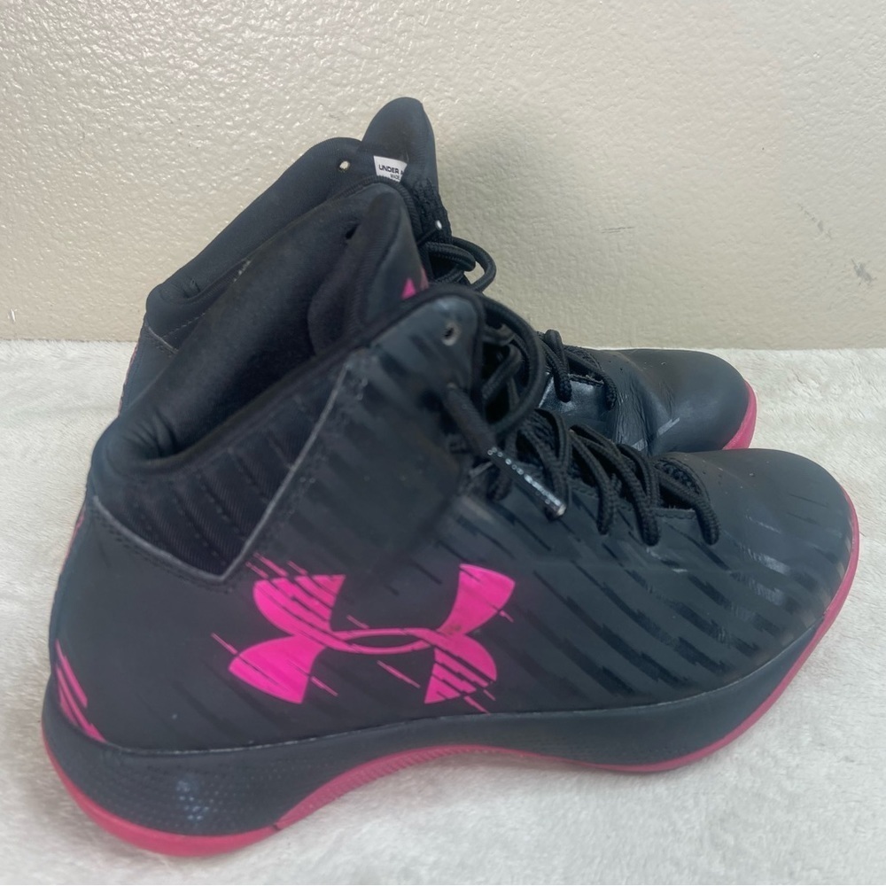 Under Armour Black Pink High Top Basketball Shoes Size 7.5 - Picture 12 of 14
